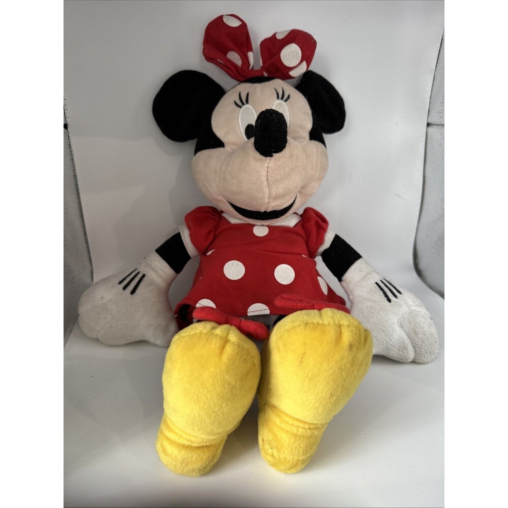 Disney Minnie Mouse Plush Backpack Red Polka Dot Dress Stuffed Figure 17"